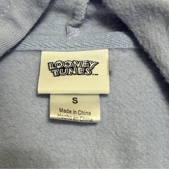 Looney Tunes Womens Bugs Bunny, Tweety Bird, etc Light Blue Graphic Hoodie Small - Picture 3 of 8